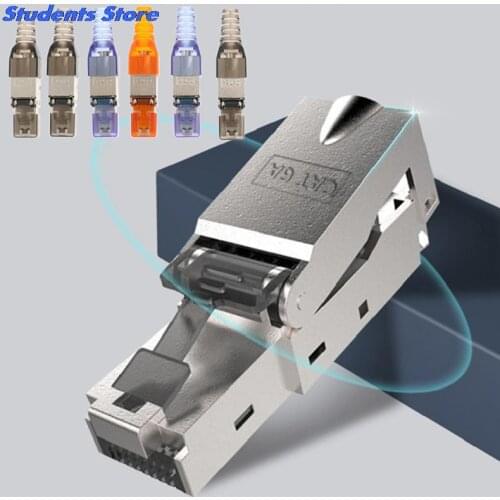 Tool-Free Shielded Crystal Head Ftp RJ45 Cat 7/Cat6A/Cat8 Termination Plug Cat7 Connector Cat6A Connectors Modular 22-26AWG