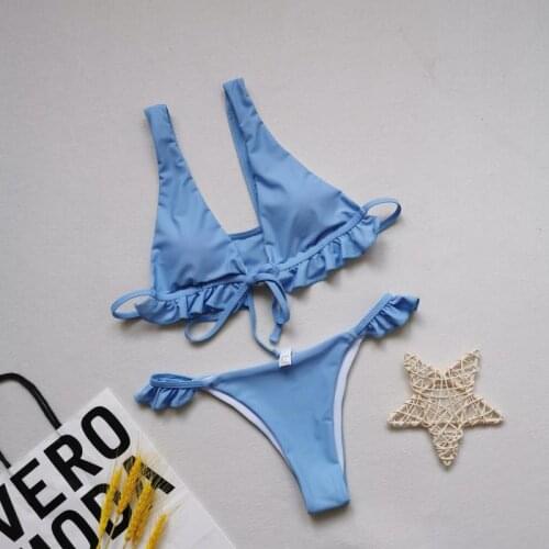 Halter Bikinis Micro Thong Swimsuit 2021 New 2 Piece Swimwear High Cut Bikini Set Print Bandage Beachwear