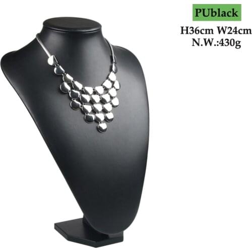 High Level Model Show Exhibitor 6 Options PU Black Leather Jewelry Display Woman Necklaces Pendants Mannequin Jewelry Stand