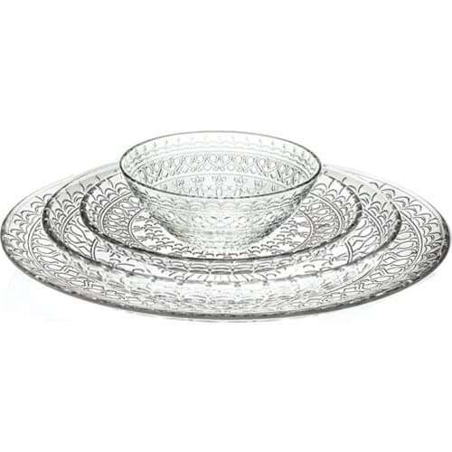 European-style lead-free crystal glass western food bowl plate tableware fruit bowl transparent large fruit plate