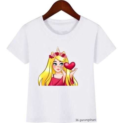 T-shirts girls funny iamSanna Loves Unicorns cartoon print kids tshirt tops summer casual girls t shirt Camisole tops wholesale