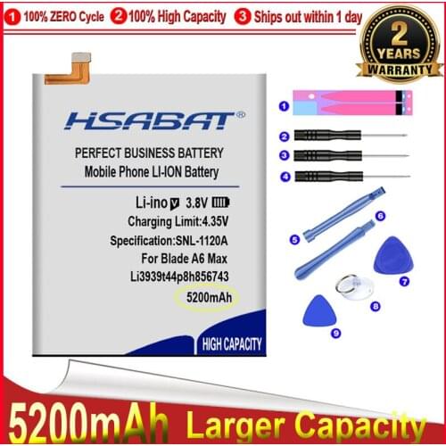 HSABAT 0 Cycle 5200mAh Li3939t44p8h856743 Battery for ZTE Blade A6 Max A0605 /A3 A0616 High Quality Replacement Accumulator