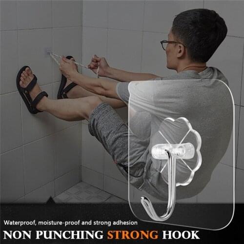 20Pc Adhesive Wall Hook Hangs Masks Simple Wall Key Holder Broom Door Holder Coat Rack Wall Storage Silicone Sution Cups Kitchen