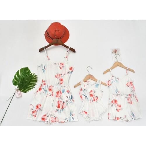 Family Matching Clothes Mother And Daughter Jumpsuit Casual Baby Girl Romper 6 Months-8 Years Old
