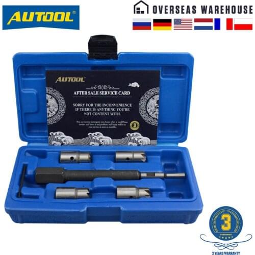 AUTOOL 5pcs Diesel Fuel Injector Seat Cleaning Kit Diesel Nozzle Reamer for Delphi Bosch BMW Renault Ford Car Maintenance Tool