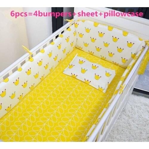 6PCS baby bedding set 100% cotton crib bed set baby bed linen protetor de berco (4bumper+sheet+pillow cover)