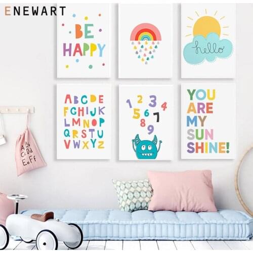 Colorful Cartoon Canvas Painting Baby Nursery Wall Art Poster Print Nordic Boy Children Bedroom Decoration Picture Decor
