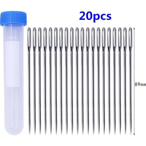 MIUSIE 20 PCS Metal Large Eye Needles Leather Sewing Needle Embroidery Tapestry Hand Sewing Accessories Darning Repair Needle