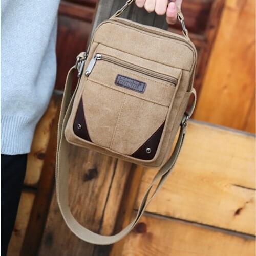 Mens Fashion Canvas Solid Color Casual Business Shoulder Bag Messenger Bags Simple Leisure Chian Single Shoulder Bags