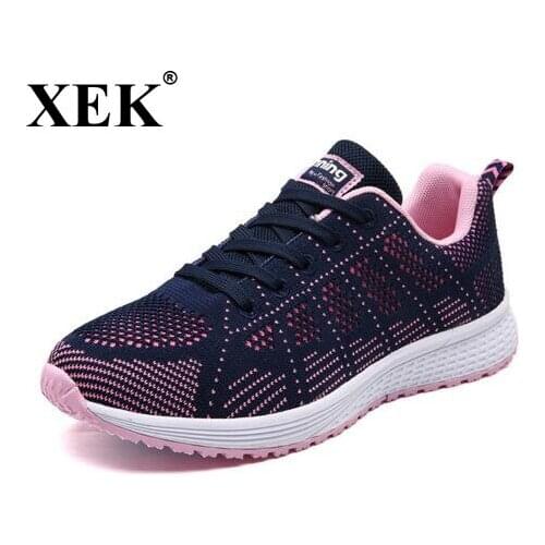 XEK 2018 New Light Walking Original Breathable Running Sneakers For Women Girl Students Athletic Outdoor Sports Women Shoes JH29