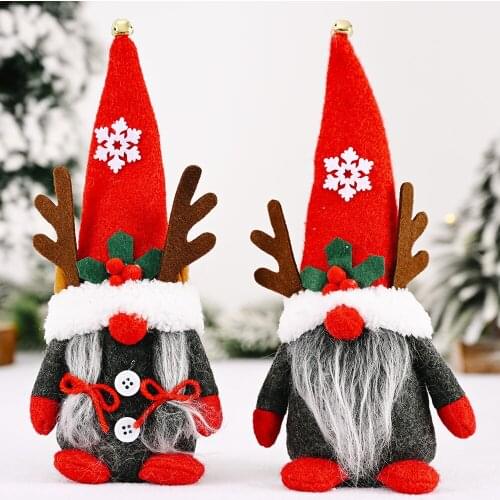 New Christmas Ornaments Creative Antlers Dwarf Ornaments Faceless Doll Ornaments Forest Old Man Doll