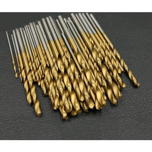 New 50Pcs/Set Twist Drill Bit Set Saw Set HSS Titanium Coated Round Shank Drill Woodworking Wood plastic Tool 1/1.5/2/2.5/3mm