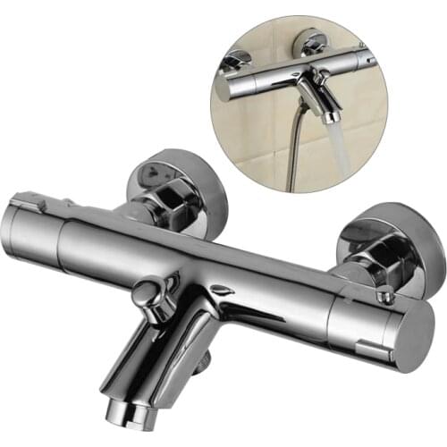 New Design Polished Chrome Solid Brass Shower Mixer Valve Bath Thermostatic Shower Faucet With Bend Angle Bathroom Accessories