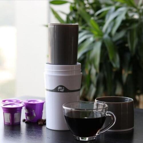 Portable Drip Coffee Maker Travel Mug Compatible with Refillable K Cups Single-Serve Portable MIni Manual Coffee Machines