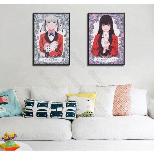 Japanese Style Canvas Painting Posters Anime Boys and Girls Playing Cards Betting Madness for Home Rooms Gallery Wall Decoration