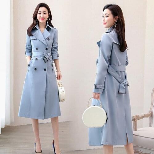 Waterproof Raincoat 2021 New Spring Autumn Outerwear Female Double Breasted Trench Coats Women with Belt Casual Long Windbreaker