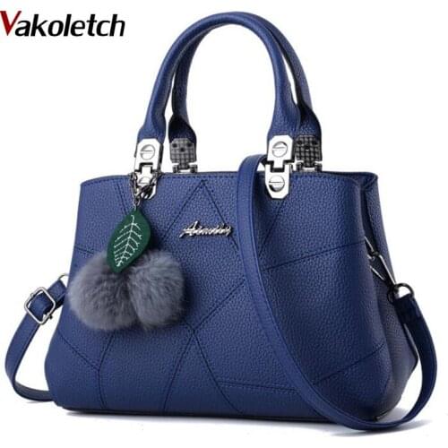 High Quality Female Crossbody Bag with Hair Ball Pendant 8 Colors Trendy Women PU Leather Handbags Ladies Shoulder Bags KL762