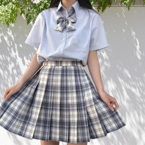 Japanese JK Uniform Sailor Sets Women Short Sleeve Shirts Top High Waist Pleated Mini Skirt Two Piece Set Women School Uniforms