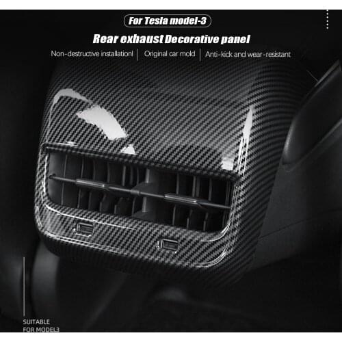 SPEEDPARK For Tesla Model 3 2017-2019 Rear Armrest Box ABS Carbon Fiber Decorative Shape Interior decoration Auto Accessories