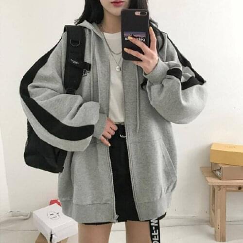 Sweatshirt Korean Womens Harajuku Style Autumn 2021 New Wild Loose Hooded Sweatshirt Female Qm