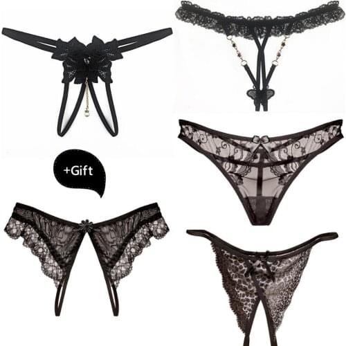 Lady Sexy Lace G-string Thongs Panties Black Erotic Open Pant Soft Underwear Sexy Panties For women Couple Panties Valenties day