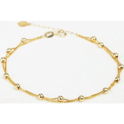 ZHIXI Real 18K Gold Bracelet Fine Jewelry Pure AU750 Solid Round Ball Real Gold Adjustable Chain For Women Party Gift B501