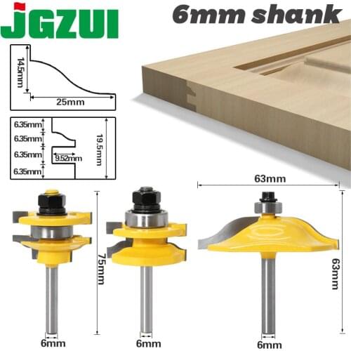 1-3PCS 6mm Shank Rail & Stile Router Bits-Matched Standard Ogee door knife Woodworking cutter Tenon Cutter for Woodworking Tools