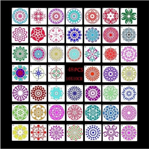 1 Set Mandala Stencils Wall Stencil Painting DIY Home Decoration Drawing Laser Cut Template For Wood Tiles Fabric