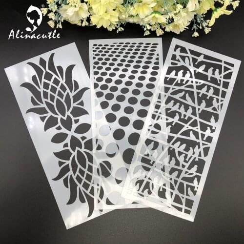 3pc Slimline Stencils Painting Templates for Scrapbook Cookie Tile Furniture Wall Floor Decor Craft Draw Tracing Alinacutle