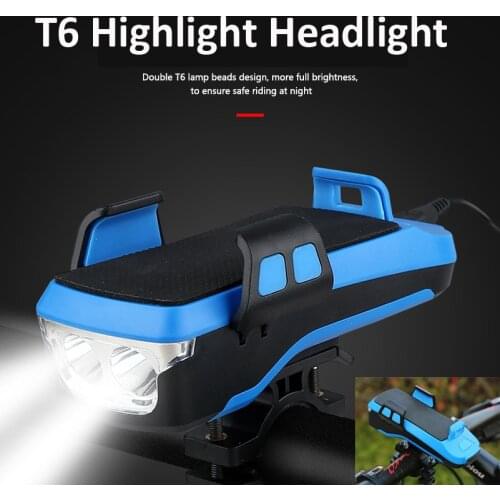 4 in 1 Multifunction Bike Light Bicycle LED Headlight 4000 mAh with Phone GPS Navigation Holder Handlebar Stand with Bike Bell