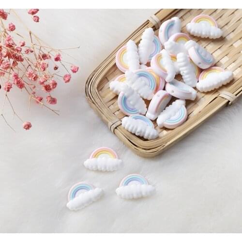 5pcs Baby Teether Silicone Beads Rainbow Cloud Tiny Rod Rodent Food Grade Teeth DIY Pacifier Chain Nursing Bracelet Baby Product