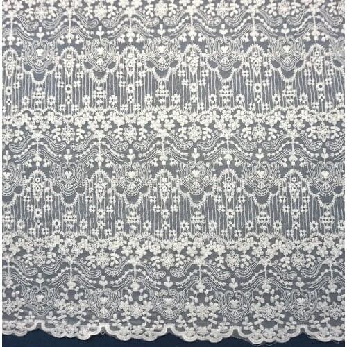 White Flower Embroidered Lace Cloth Womens Summer Cotton Cloth Lace Fabric