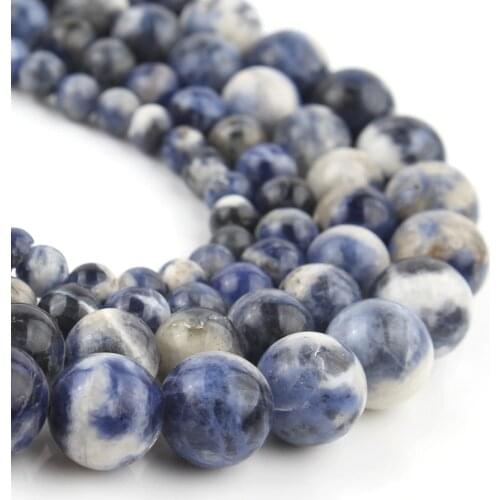 4/6/8/10/12mm Natural Blue Sodalite Jaspers Stone Beads Round Loose Minerals Beads for Jewelry Making DIY Bracelet 15" Perles
