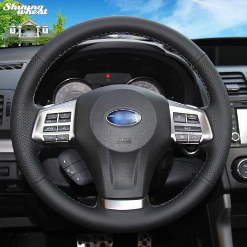 Shining wheat Black Leather Steering Wheel Cover for Forester 2013-15 Legacy 2013-14 Outback 2013-14 XV 2013-15