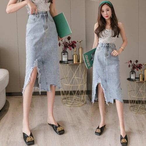 Cheap wholesale 2021 spring summer autumn new fashion casual women Skirt woman female OL denim skirt mid length skirt Py1590