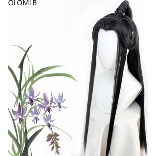 Hanfu Costume Chinese Ancient Chu Wanning Cosplay Wigs Men Black Long Hair New 2020 Halloween