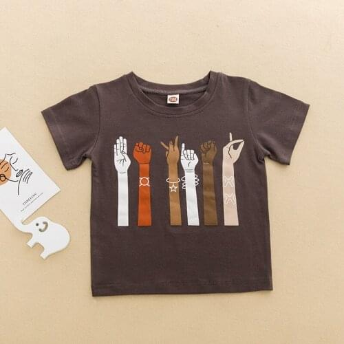 2020 Summer New Products Boys Cotton T-shirt Personalized Finger Print European and American Trendy Big Kids T-shirt