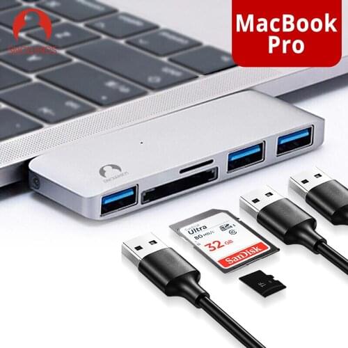 Snowkids USB C Hub Adapter USB 3.0 with TF SD Card Reader for MacBook Pro/Air Type-C Hub 12" 13" 15"