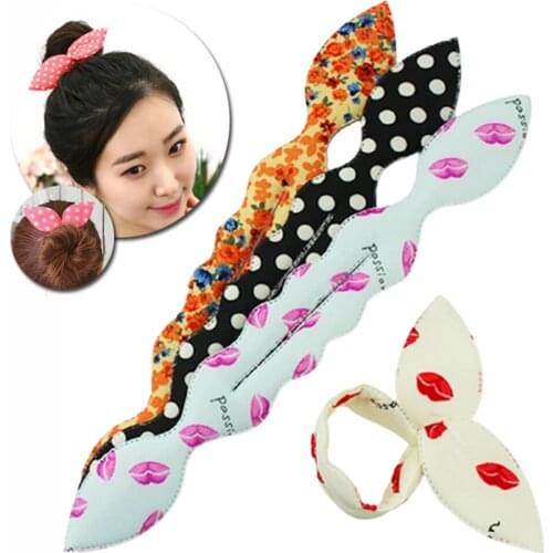 Rabbit Ears Magic Foam Sponge Clip Bun Curler Hairstyle Twist Dount Maker Tool Printing Hair Accessories Hair Styling Tools