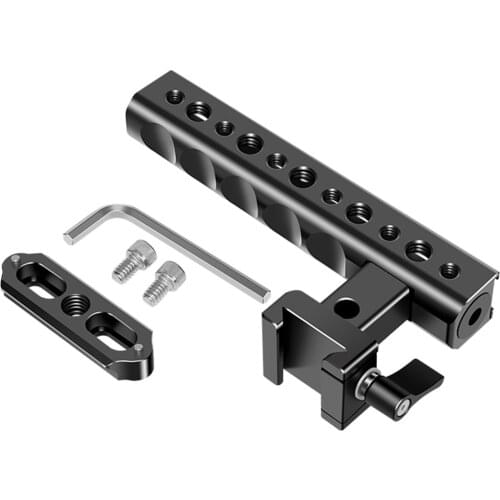 Top Side Cheese Handle Top Grip NATO Rail Lifting Bracket w Cold Shoe 1/4 3/8 Expansion Mount Camera Cage Rig Monitor Mic Light