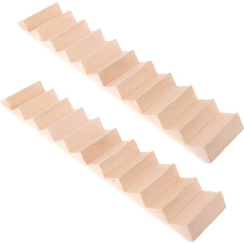 2Pcs 1:12 Dolls House Miniatures Wood Staircase Stair 11-Steps House Building Dollhouse Accessories
