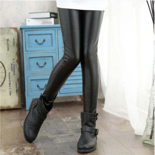 Girls Leggings Faux Leather High Quality Kids Slim Leggings Children Shinning High Elasticity Skinny Pants Trousers 2-12Yrs
