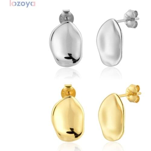 Lozoya 925 Sterling Silver Irregular Pendiente Luxury Stud Earring Piercing Rock Punk Loop Luxury Ohrringe Jewels Fashion