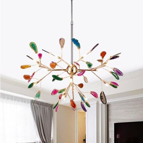 Italian design tree chandelier lamp Bedroom Living room Kitchen scandinavian chandelier natural Agate Decor luminaria pendente