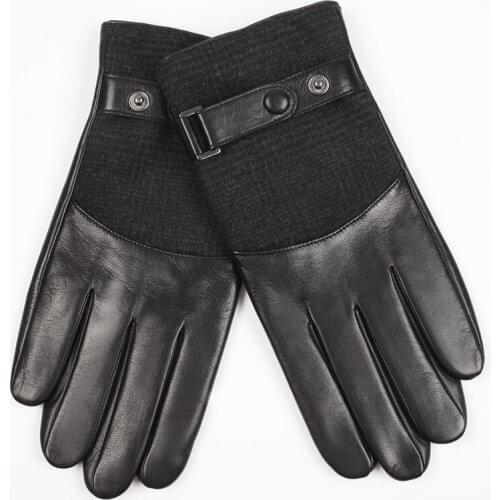 2018 Arrival Men Goatskin Gloves Top Quality Touchscreen Solid Wrist Fashion Glove Winter Plus Velvet Free Shipping M035NC2-5