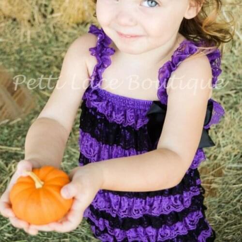 Fall Halloween Baby Lace Romper Orange Black Purple Girls Petti Newborn Ruffle Romper Toddler Halloween outfit
