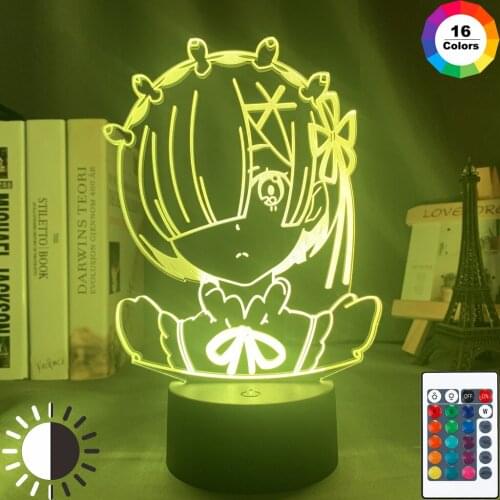 Anime Rem Re Zero Figure Manga Night Light Led Touch Sensor Color Changing Baby Nightlight for Bedroom Decor Desk 3d Lamp Gift