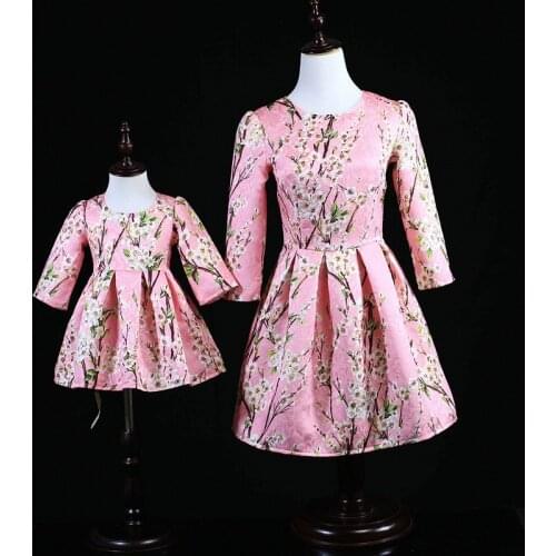 Autumn Winter Mother Daughter Dresses Love Mama Newborn Baby Daughter Floral Dress Family Look Family Matching Outfits Clothes