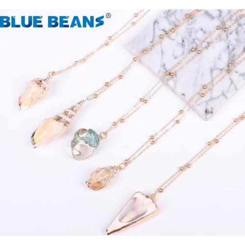 Bohemian Conch Shell Necklace Gold Seashell Chain Necklace Women Ocean Seashell Necklace Pendants Statement Wedding Jewelry