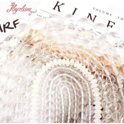 Genuine Crystal Rock Quartz Natural Stone Loose Spacer Beads for DIY Accessories Women Men Necklace Bracelet Jewelry Making 15"